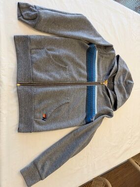 Kids Aviator Nation Gray Hoodie with blue stripes. Size 12